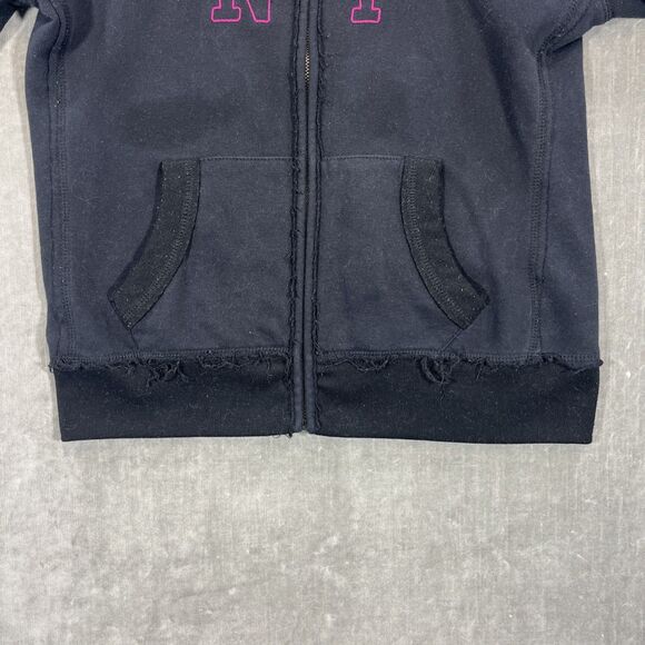 Aeropostale Womens Medium Black NY Raised Letter Full Zip Hoodie - Picture 9 of 10
